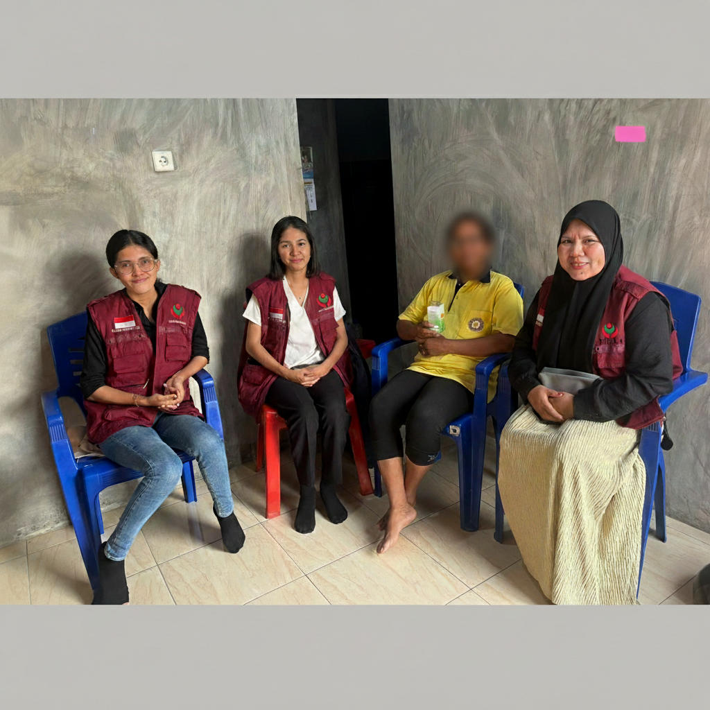 Kunjungan kepada Ibu HG (51 tahun), pejuang kanker payudara asal Lembata, NTT.  Melalui program bantuan Arzed gratis, YKKI mendukung ikhtiar beliau sebagai terapi pendamping medis selama proses pengobatan.